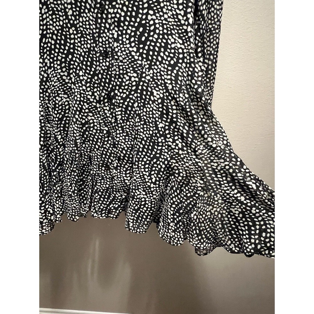 Zara Dress Black White Polka Dot Chiffon Long Sleeve Mini Button Up Size S New - Picture 6 of 11